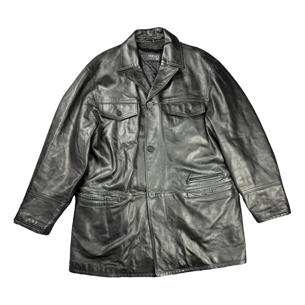 VERSACE Classic V2 Vintage Oldschool Leather Men Jacket Coat